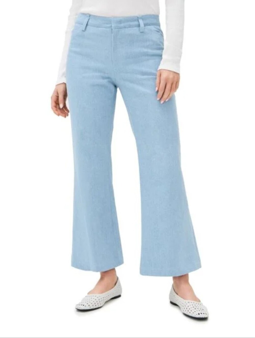 NWT Vince Pale Indigo Italian Cotton Twill Cropped Flare Pants